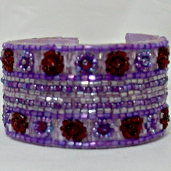 Purple Handmade Hand Beaded Vintage Indian Bangle Bracelets - Picture 1 of 1